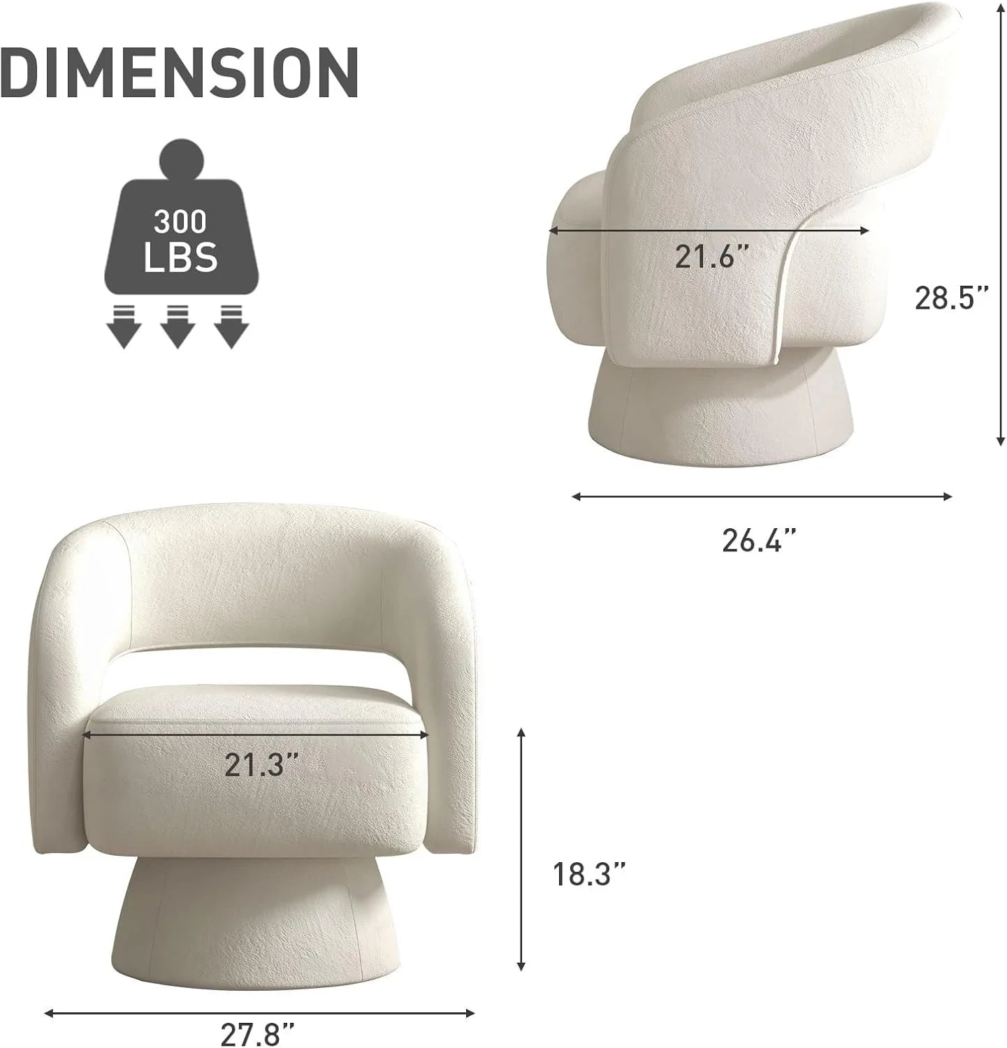 Bonzy Home 360° Swivel Barrel Chair, Velvet Accent Armchair for Living Room, Bedroom & Office, Gray