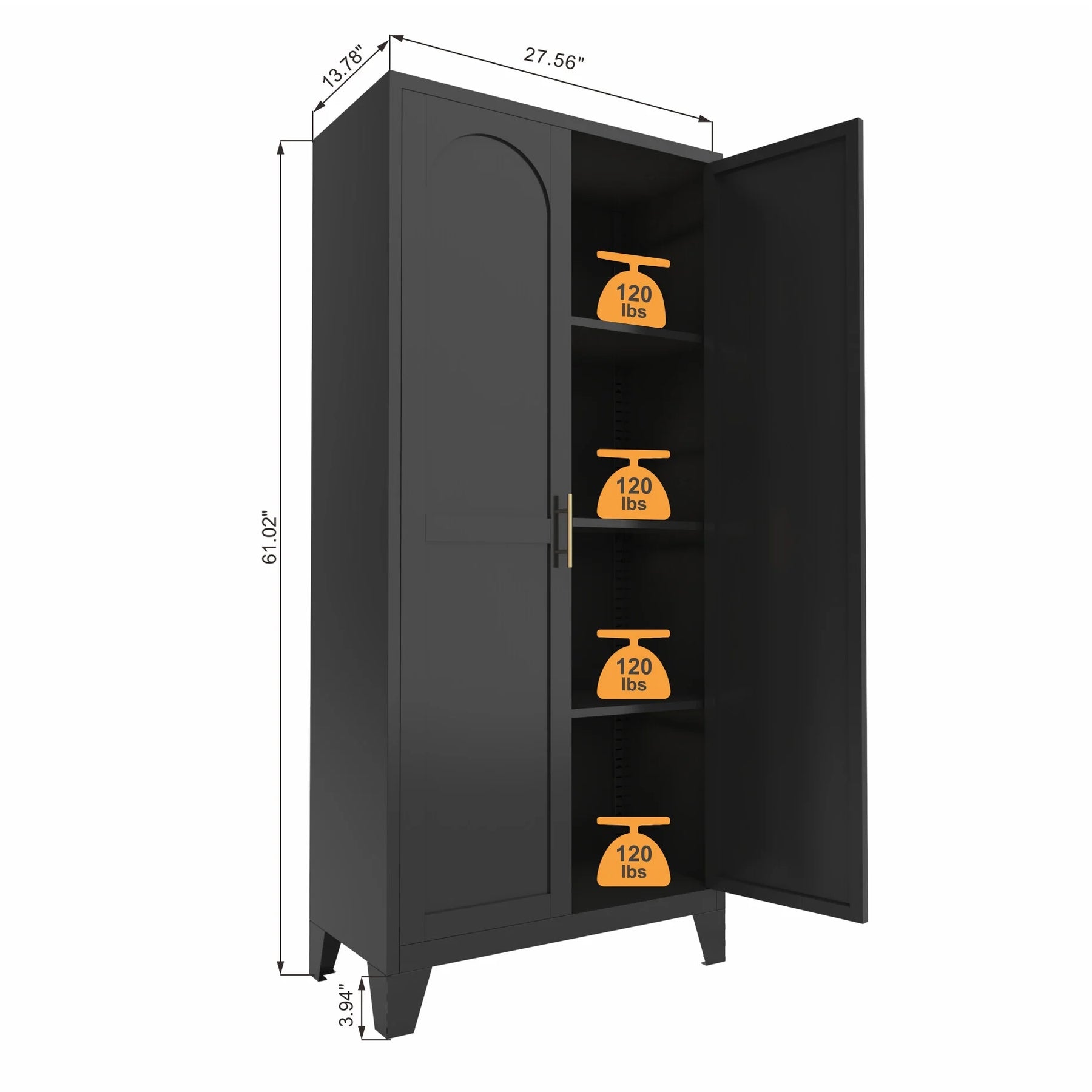 Metal Storage Cabinet with Doors and Adjustable Shelves, 71'' 2 Shapely Doors Cabinet, 5 - Tier Tall Steel Locker for Bedroom, Living Room, Office, Home, White
