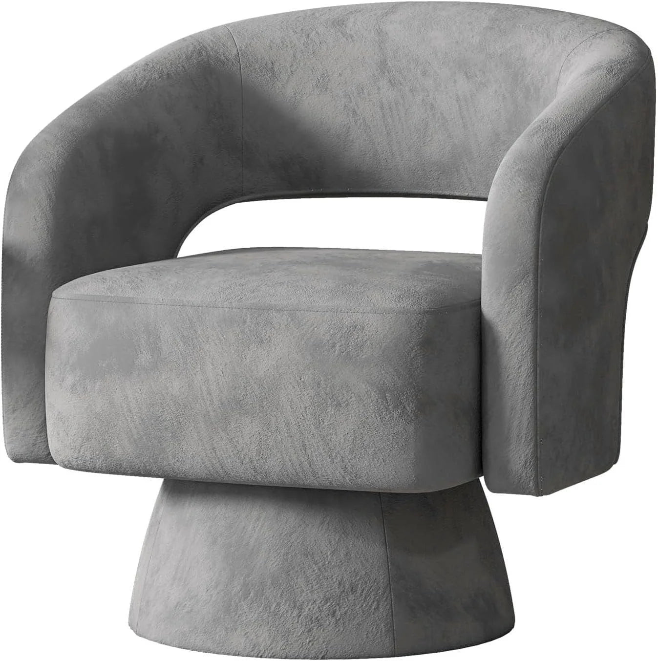 Bonzy Home 360° Swivel Barrel Chair, Velvet Accent Armchair for Living Room, Bedroom & Office, Gray