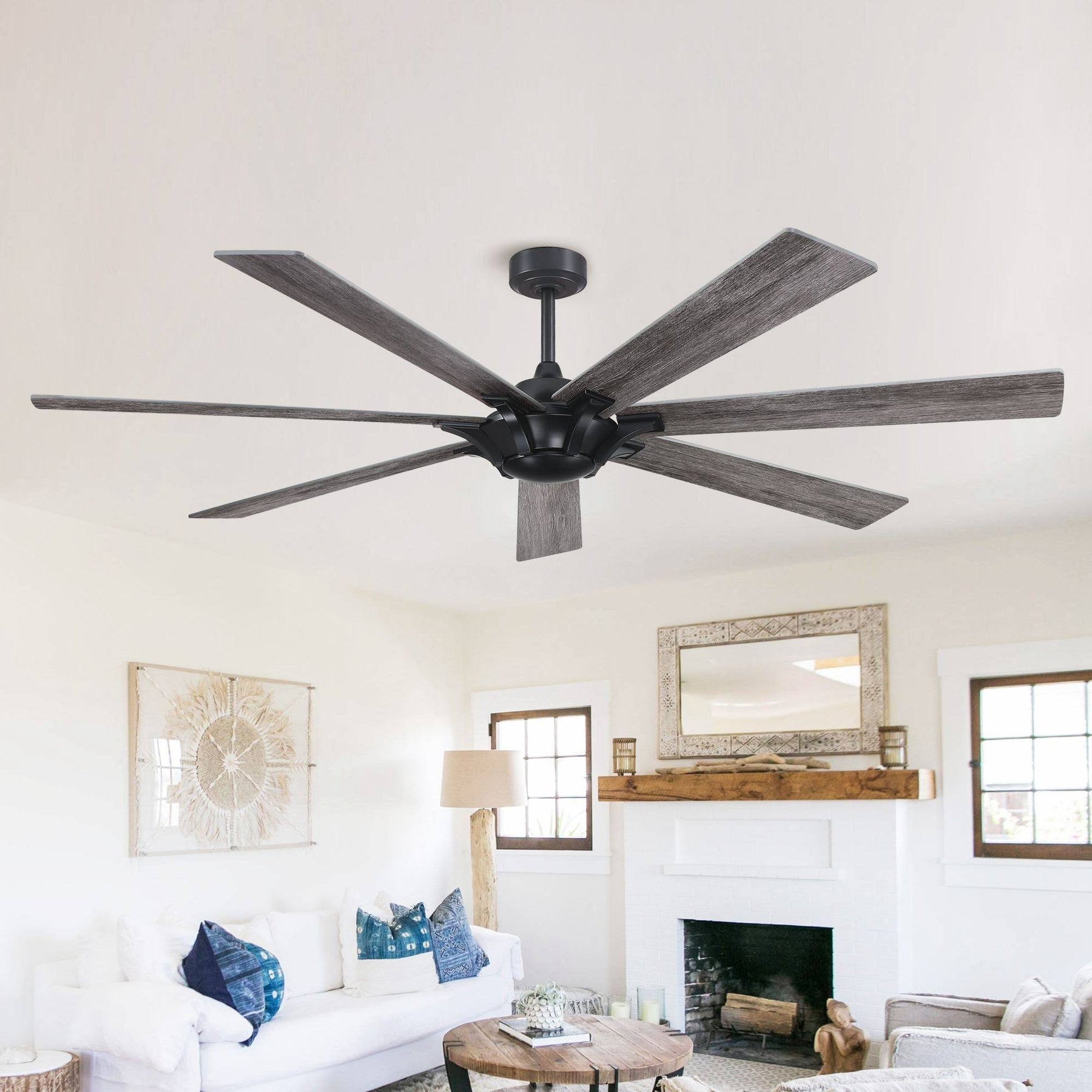 Farmhouse Reversible 7-Blade Outdoor Ceiling Fan - 72", Black
