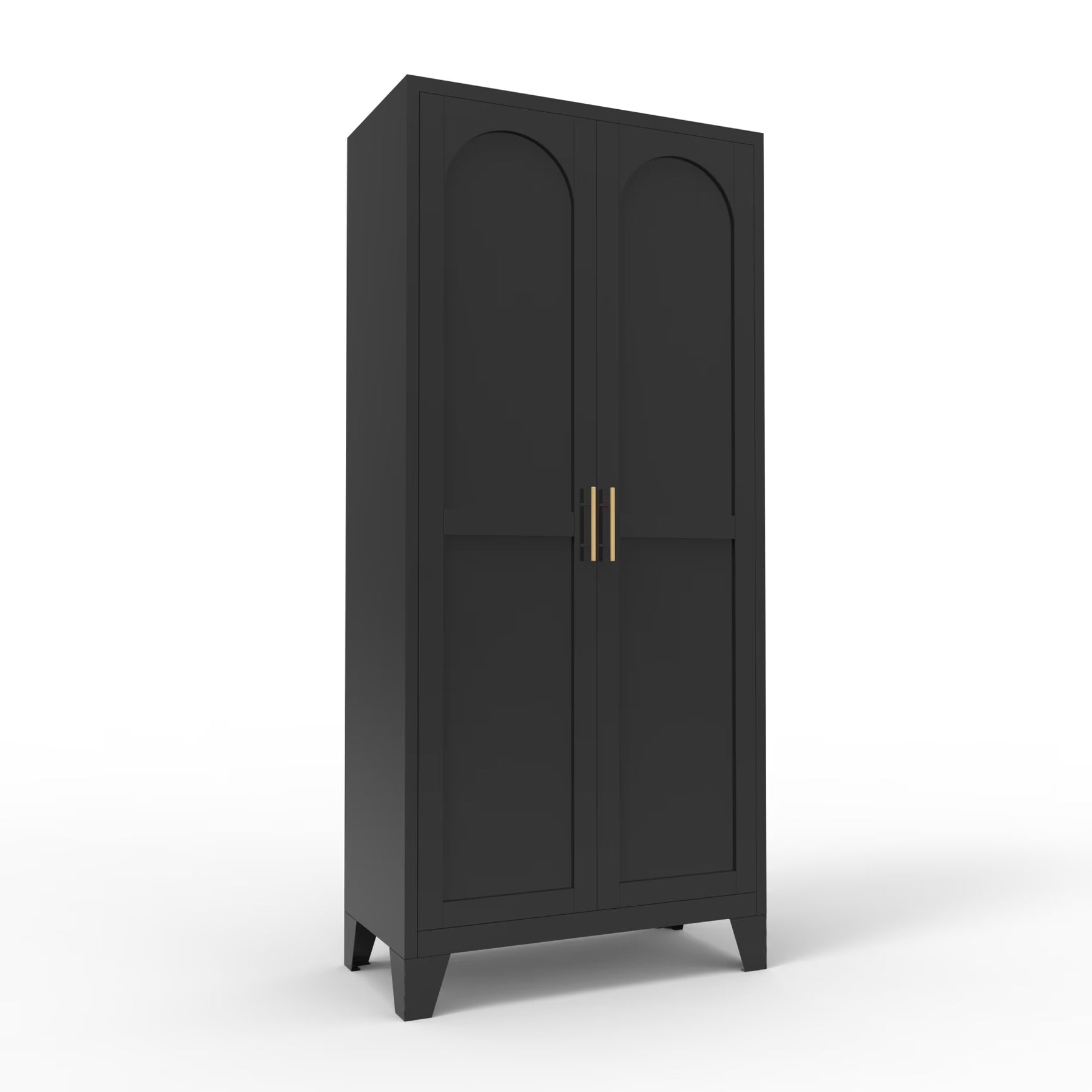 Metal Storage Cabinet with Doors and Adjustable Shelves, 71'' 2 Shapely Doors Cabinet, 5 - Tier Tall Steel Locker for Bedroom, Living Room, Office, Home, White