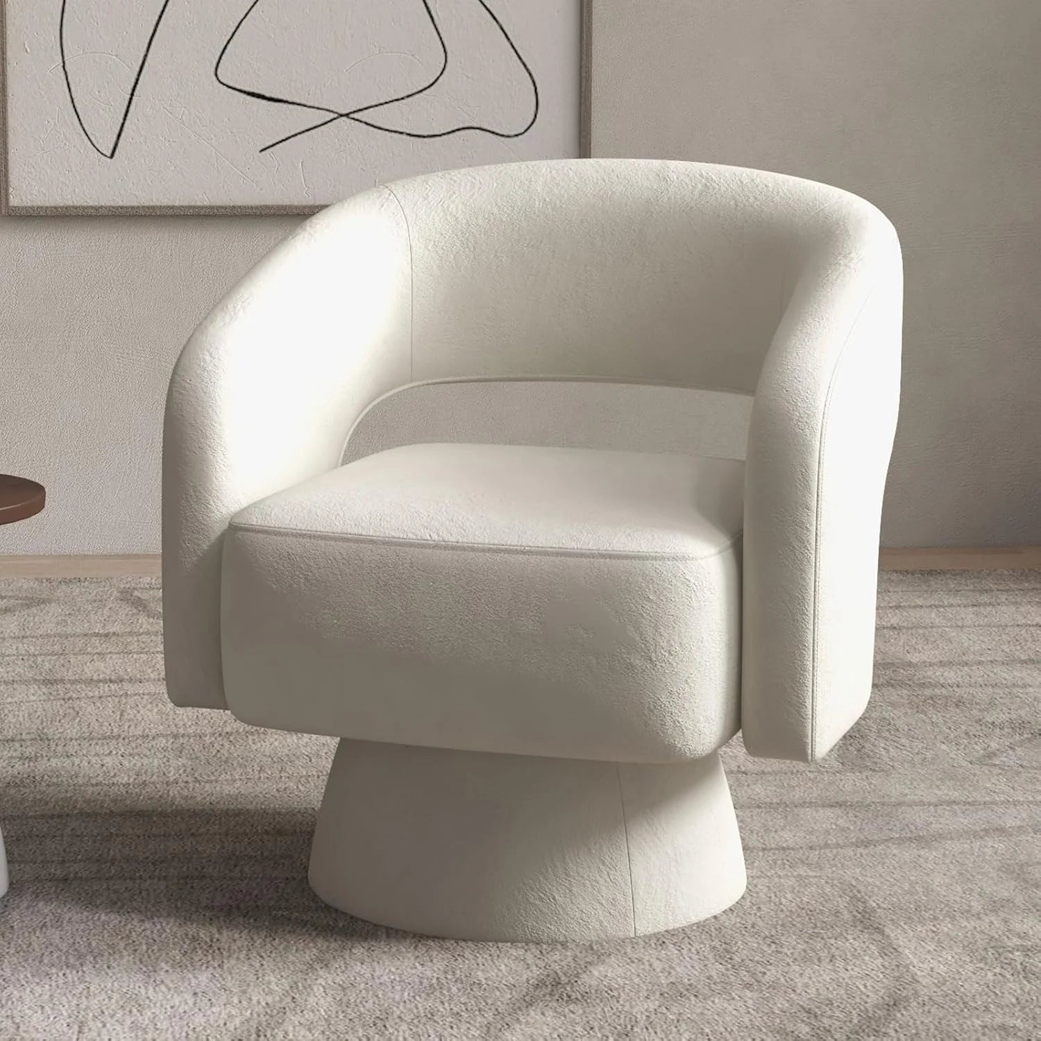 Bonzy Home 360° Swivel Barrel Chair, Velvet Accent Armchair for Living Room, Bedroom & Office, Gray