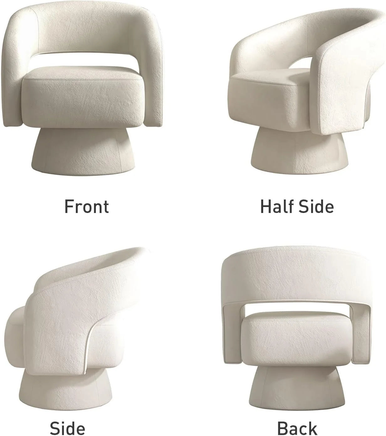 Bonzy Home 360° Swivel Barrel Chair, Velvet Accent Armchair for Living Room, Bedroom & Office, Gray