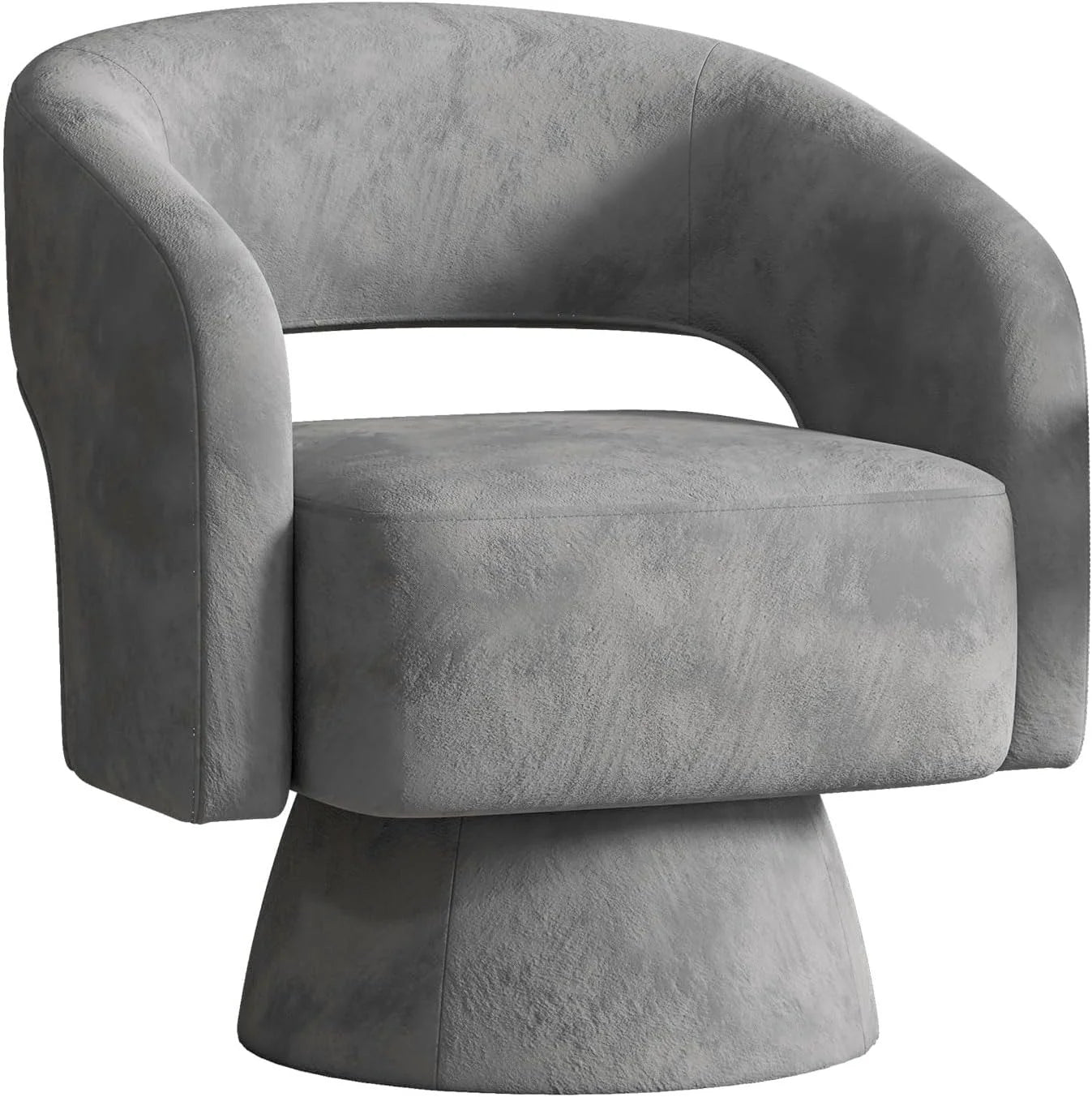 Bonzy Home 360° Swivel Barrel Chair, Velvet Accent Armchair for Living Room, Bedroom & Office, Gray