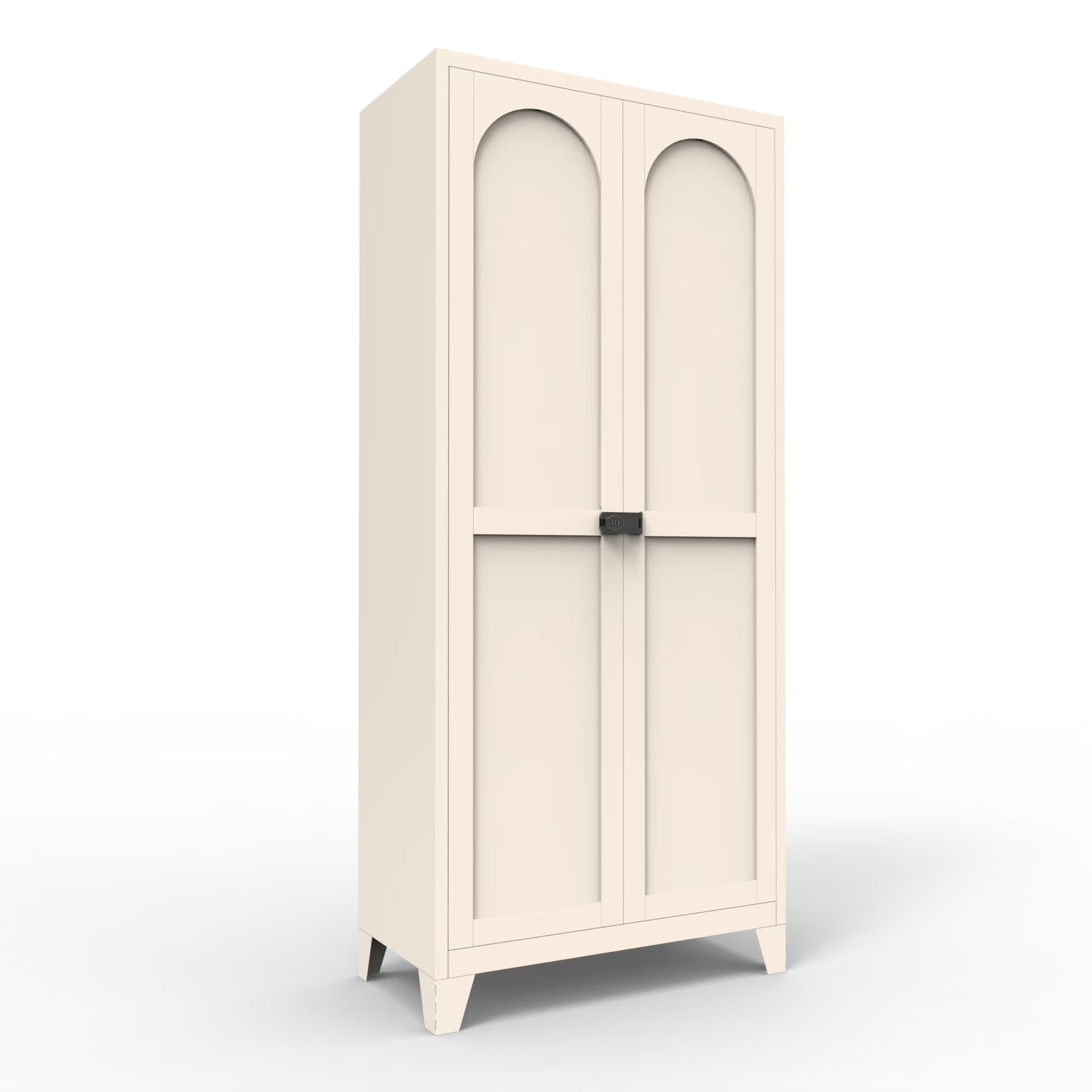 Metal Storage Cabinet with Doors and Adjustable Shelves, 71'' 2 Shapely Doors Cabinet, 5 - Tier Tall Steel Locker for Bedroom, Living Room, Office, Home, White