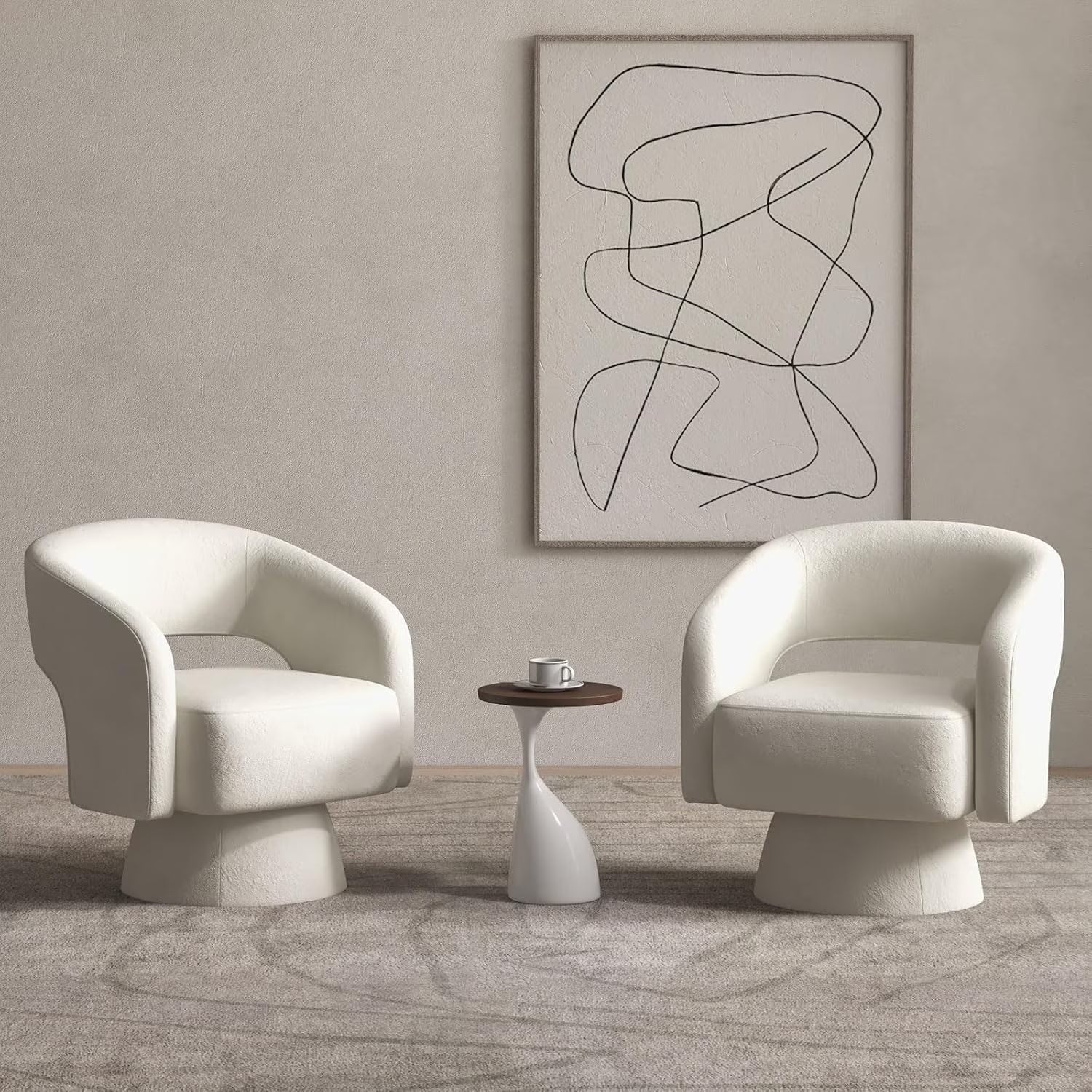 Bonzy Home 360° Swivel Barrel Chair, Velvet Accent Armchair for Living Room, Bedroom & Office, Gray