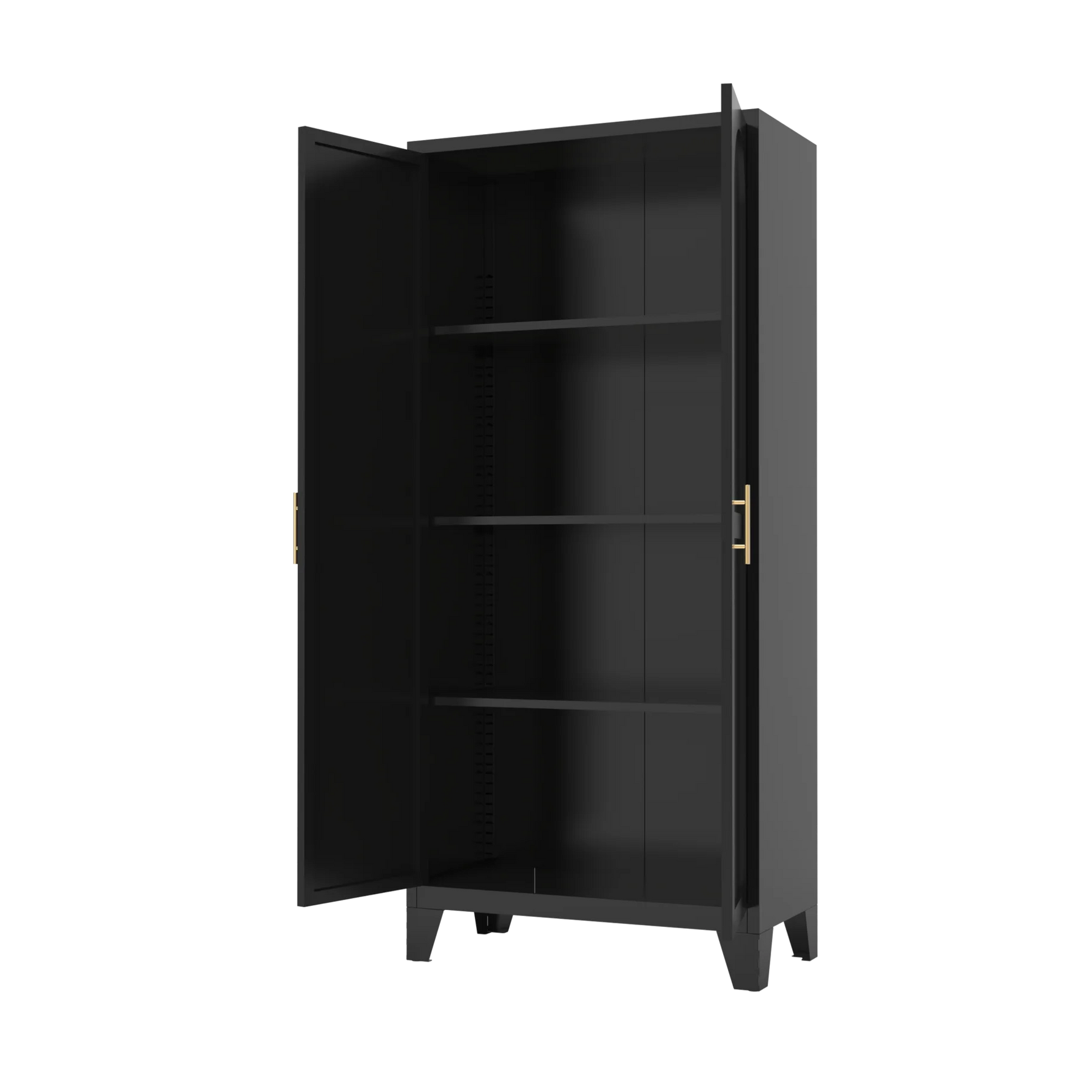 Metal Storage Cabinet with Doors and Adjustable Shelves, 71'' 2 Shapely Doors Cabinet, 5 - Tier Tall Steel Locker for Bedroom, Living Room, Office, Home, White