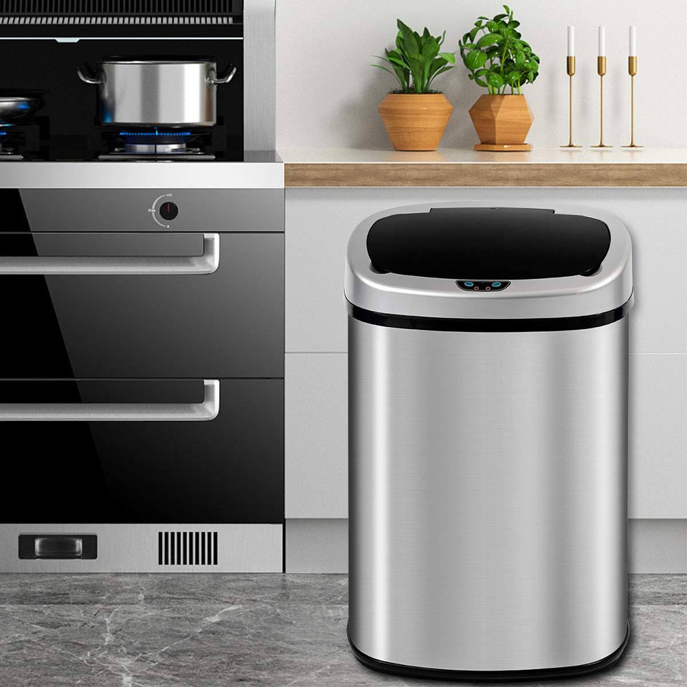Dkeli 13 Gallon Kitchen Trash Can Garbage Can Waste Bin with Lid Automatic Touchless Stainless Steel Durable Trash Can for Home Office