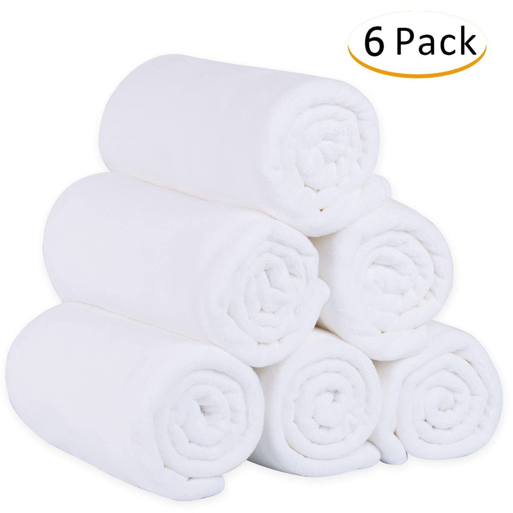 Jml 6-Pack Cabana Striped Beach Towel Bath Towel Solid White, Size: 27