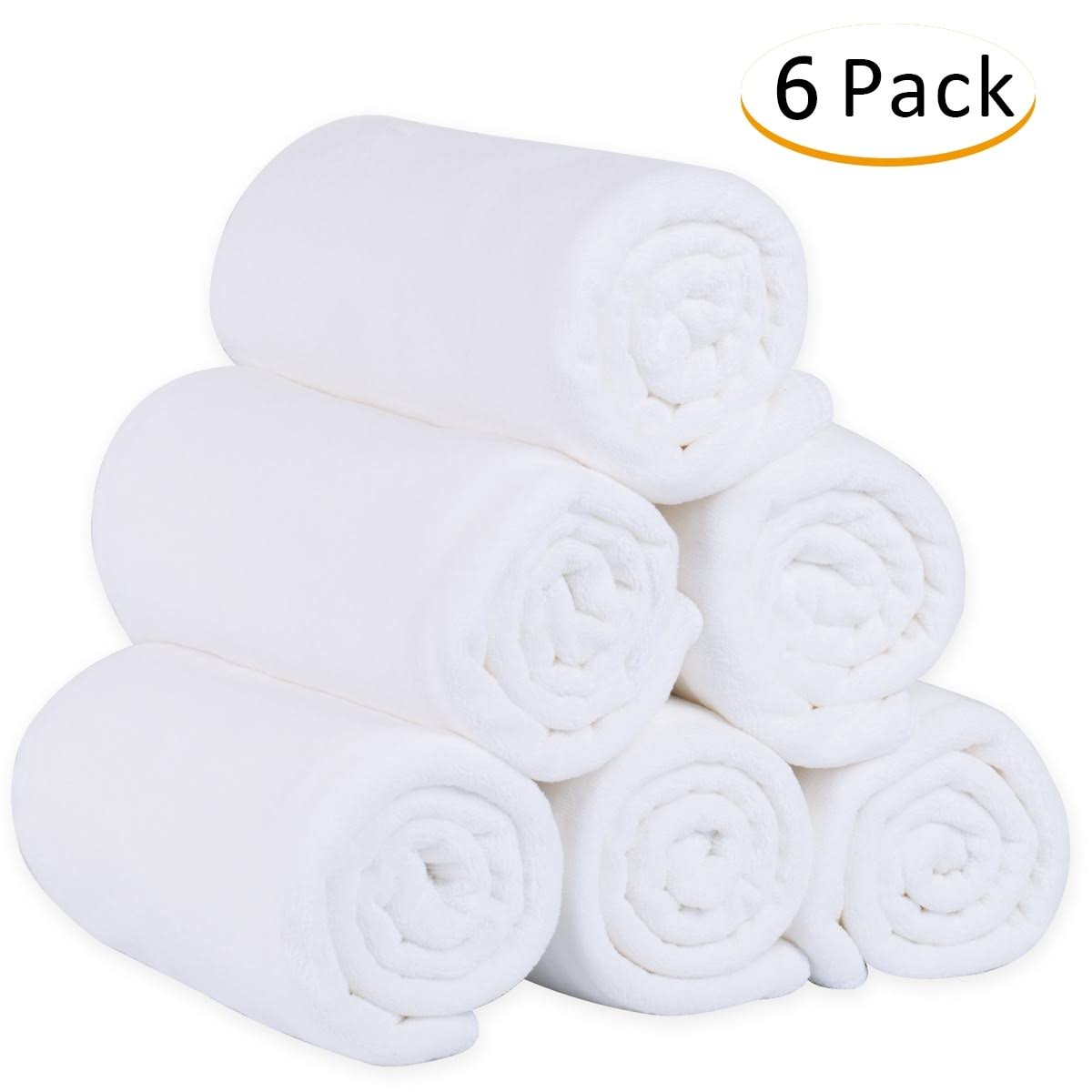 Jml 6-Pack Cabana Striped Beach Towel Bath Towel Solid White, Size: 27