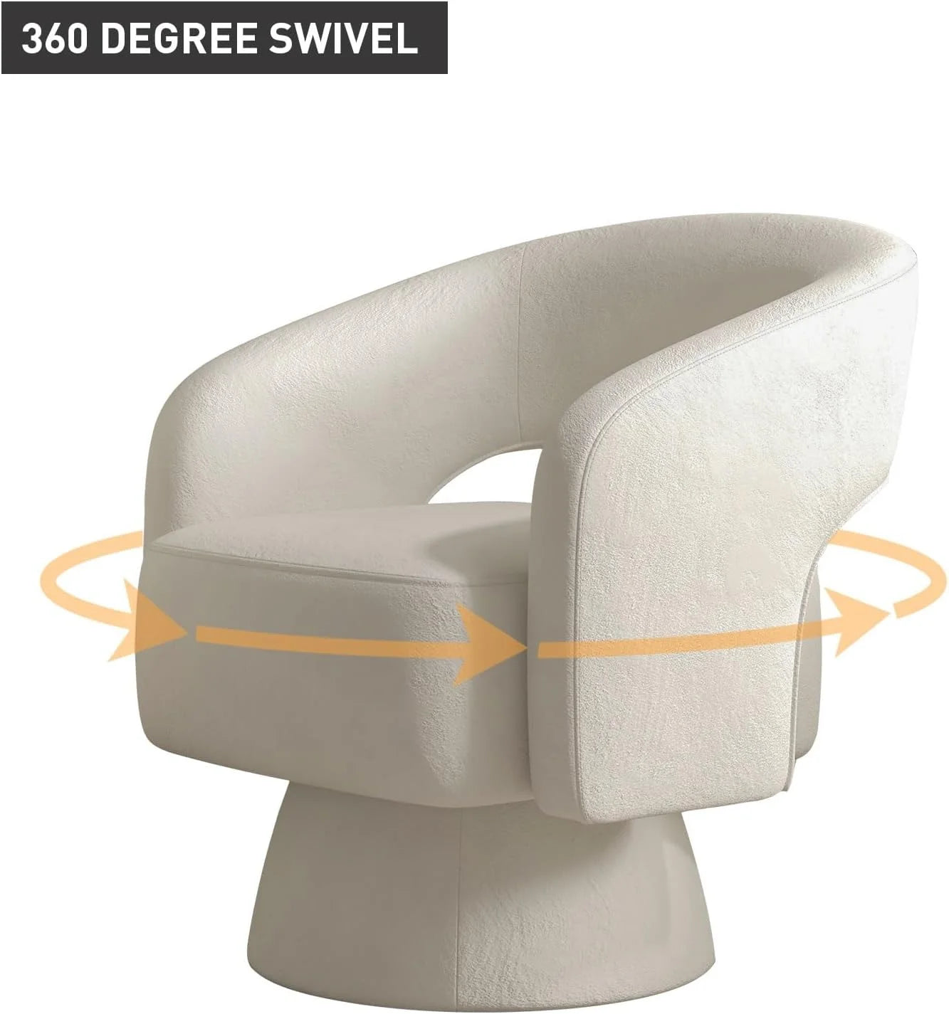 Bonzy Home 360° Swivel Barrel Chair, Velvet Accent Armchair for Living Room, Bedroom & Office, Gray